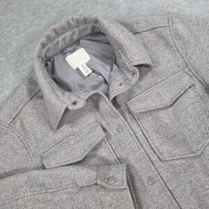 HM Womens Gray Snap Front Oversized Shacket Shirt Jacket Medium